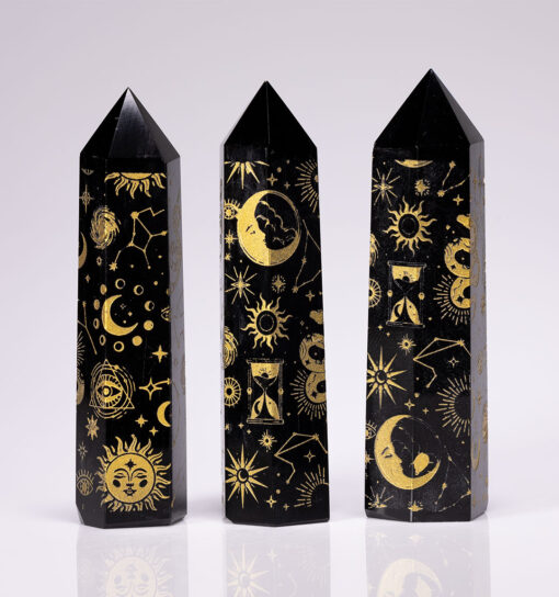 wholesale-gold-etched-black-obsidian-towers-for-sale